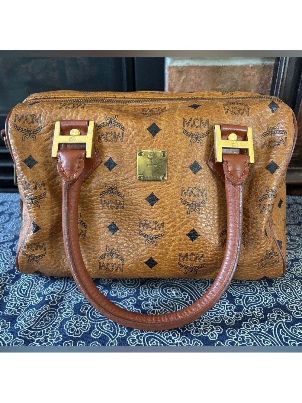 Vintage MCM Cognac Visetos Monogram Boston Bag